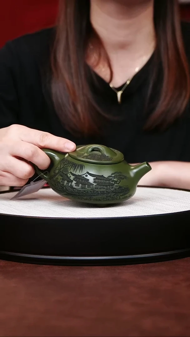 紫砂茶宠宜兴紫砂 景州石瓢 民国绿泥 范传梅 240cc