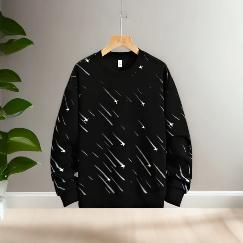 西特蒙恩潮牌春秋季男潮流印花圆领长袖t恤帅气百搭宽松套头卫衣