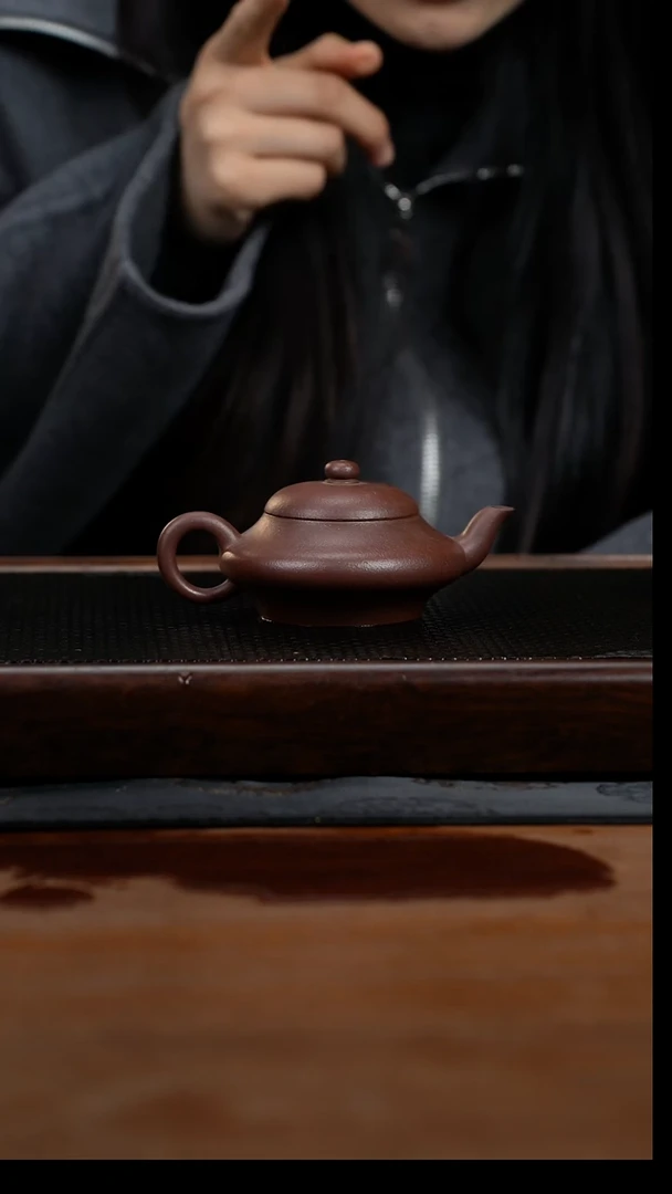 茶壶紫砂120cc黄龙山原矿紫泥虚扁39