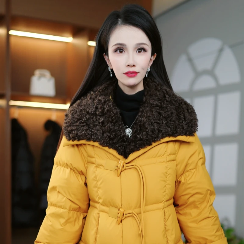 冬季高贵贵气时尚保暖白鸭绒羽绒服M-3XL