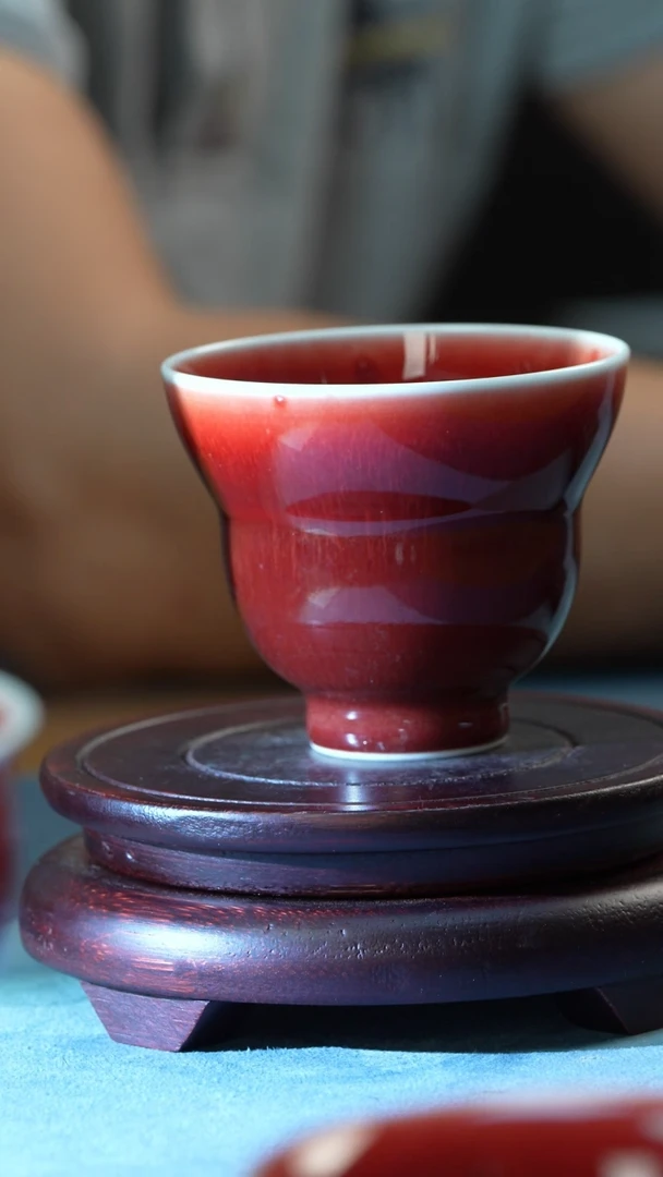 杯子非遗-徐建国-郎红折腰葫芦杯（微瑕）