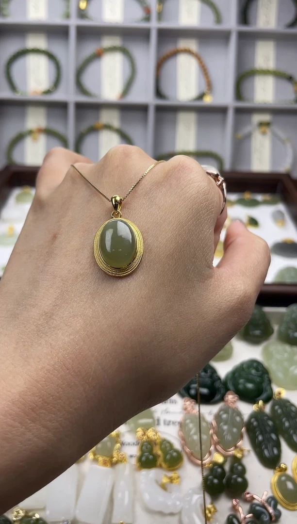 吊坠(不含链)银S925镶嵌和田玉 吊坠(不含链) 银S925镶嵌 和田玉