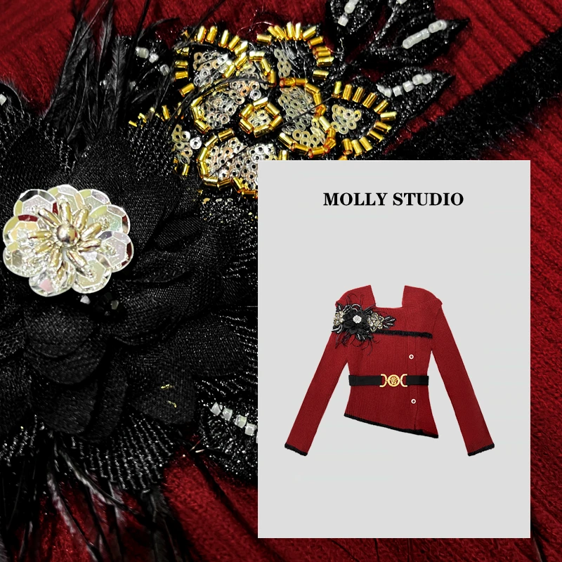 【玫瑰庄园】Molly针织衫秋冬爆款百搭修身上衣毛洋气衣女M2025539