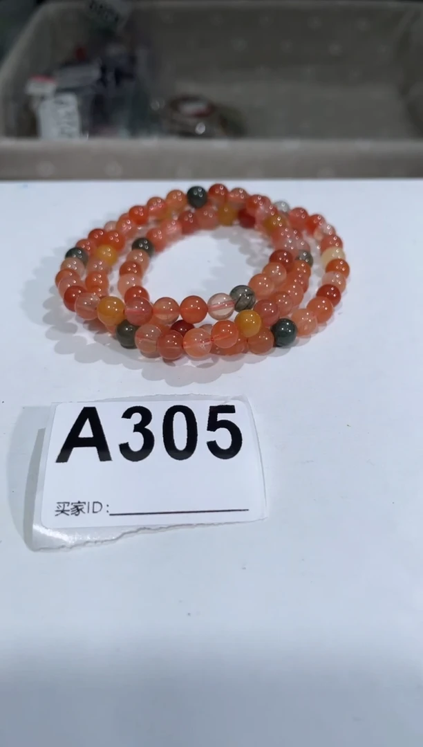 水晶手链未镶嵌A305彩兔毛三圈6+