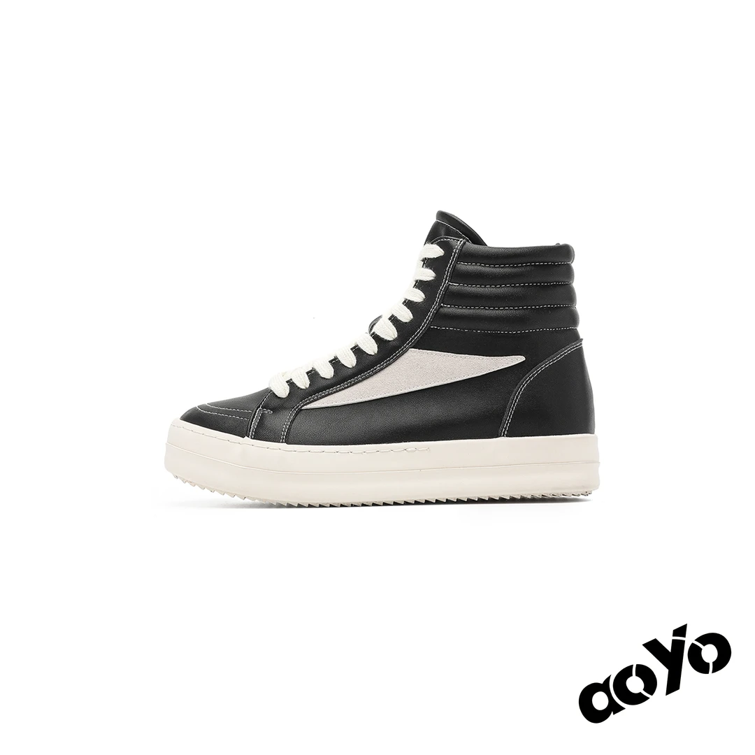 aoyo25FW*RO倒三角 厚底增高时尚板鞋高帮休闲百搭潮流短靴