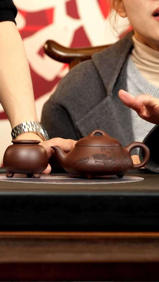 【闪购商品】紫砂茶壶XMYQ 紫泥 特大汉棠石瓢 350cc