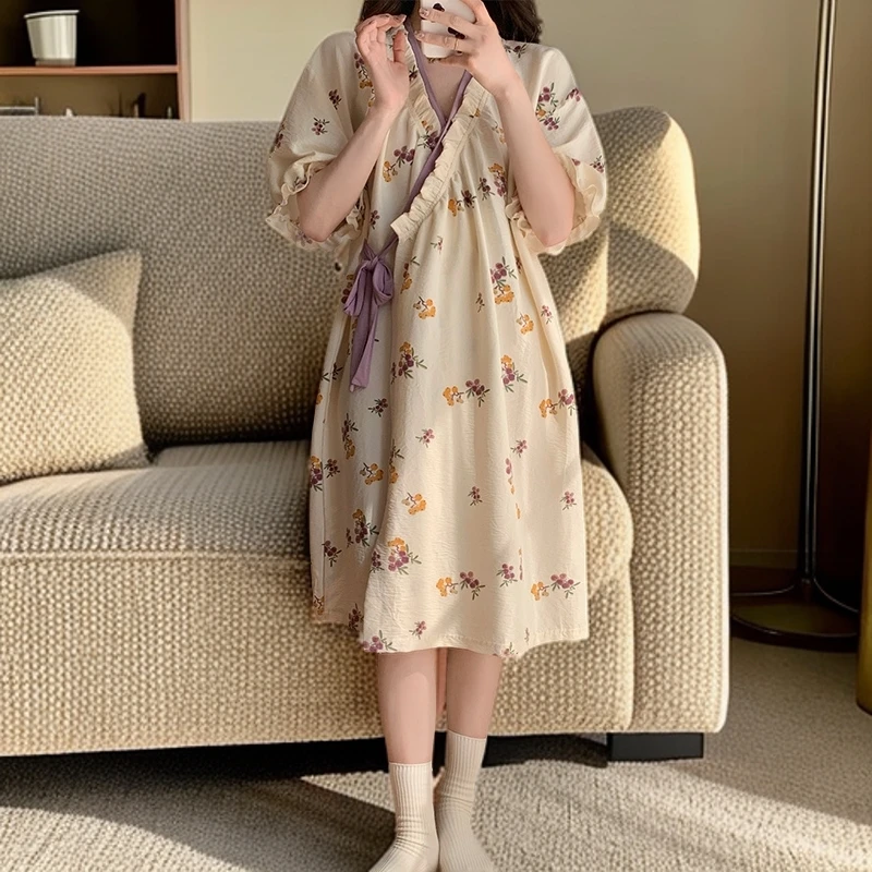 女大睡袍女夏季大码性感睡衣2025新款宽松大码可外穿高颜值家居服