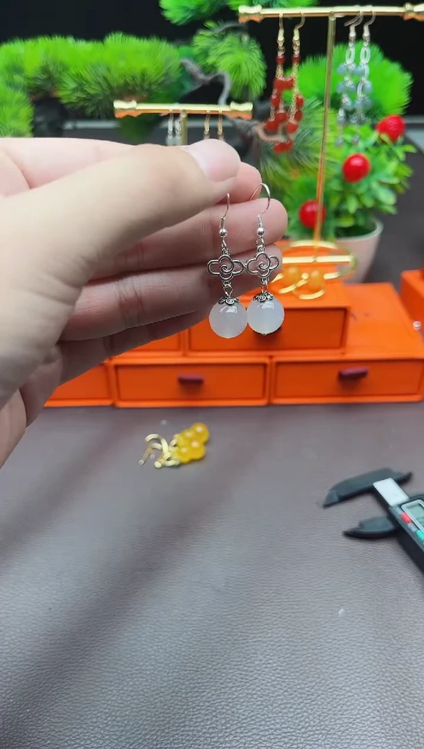玛瑙/玉髓耳饰银S925镶嵌101