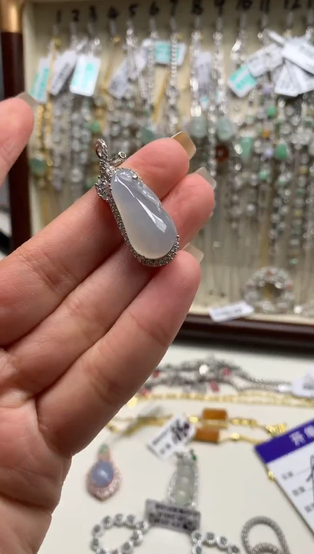 银S925镶嵌戒指翡翠吊坠6