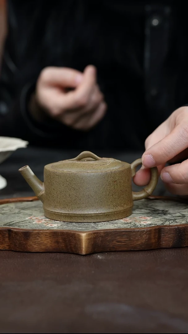 九隐茶器柴烧竹节壶