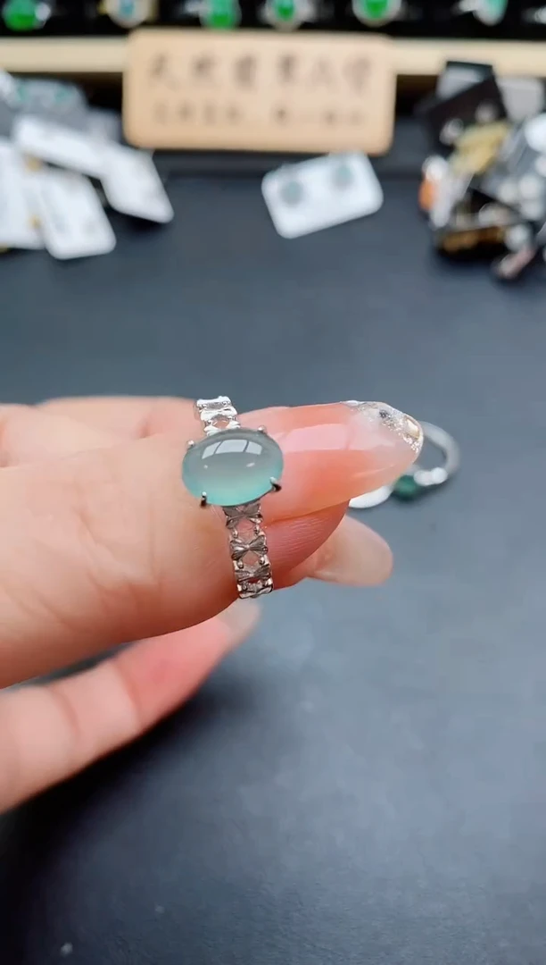 银S925镶嵌戒指翡翠1