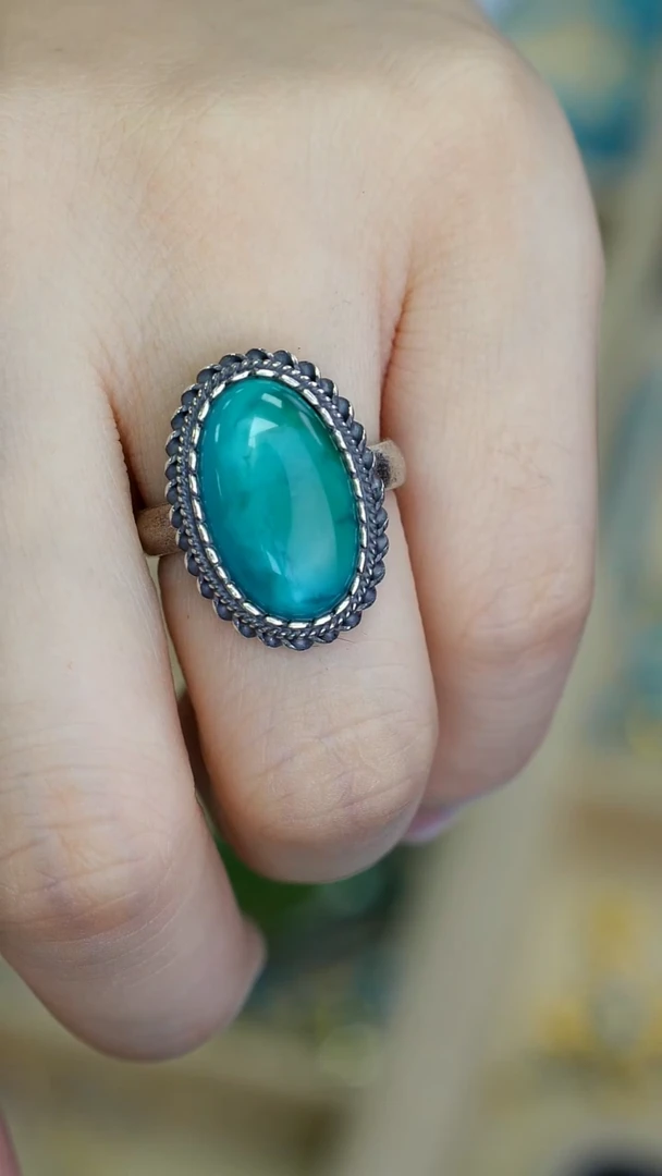 银S925镶嵌绿松石戒指【闫闫专属】XZ314WG