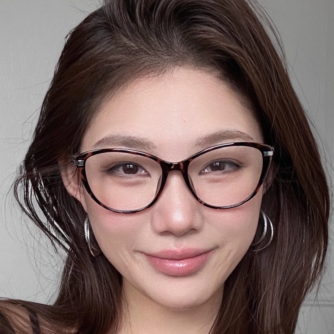 复古玳瑁豹纹色猫眼超轻tr素颜平光镜女可配近视度数眼镜架高智感