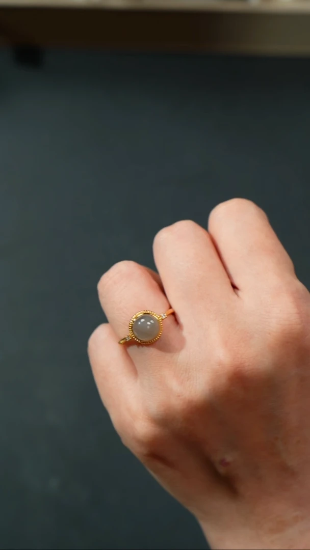 和田玉戒指银S925镶嵌B0724