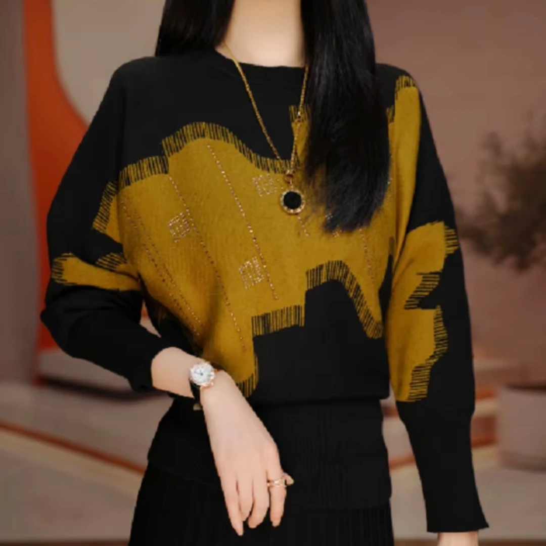 秋冬季时尚简约潮流百搭内搭女装妈妈高级感长袖宽松显瘦针织毛衣