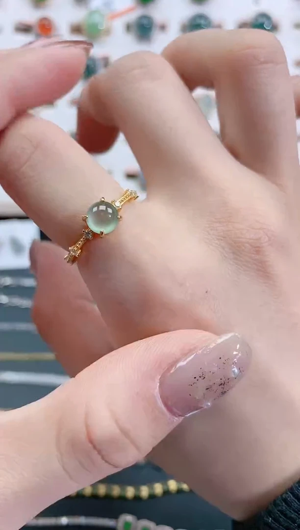 银S925镶嵌戒指翡翠天然翡翠