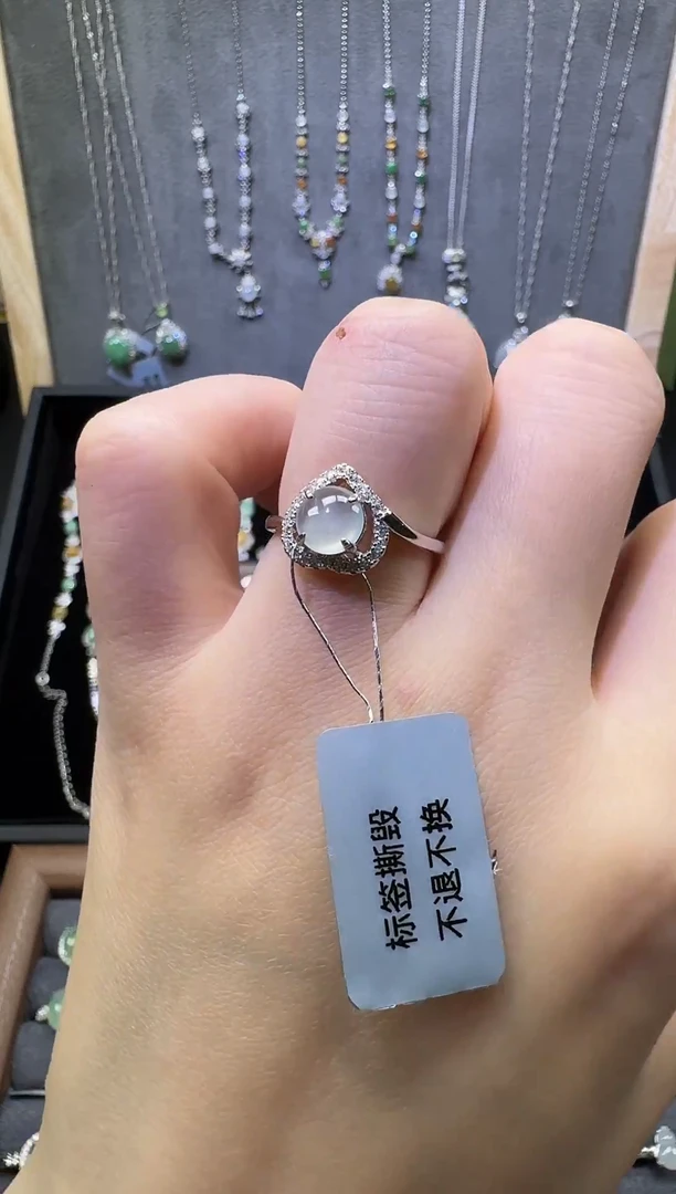 银S925镶嵌戒指翡翠翡翠戒指27
