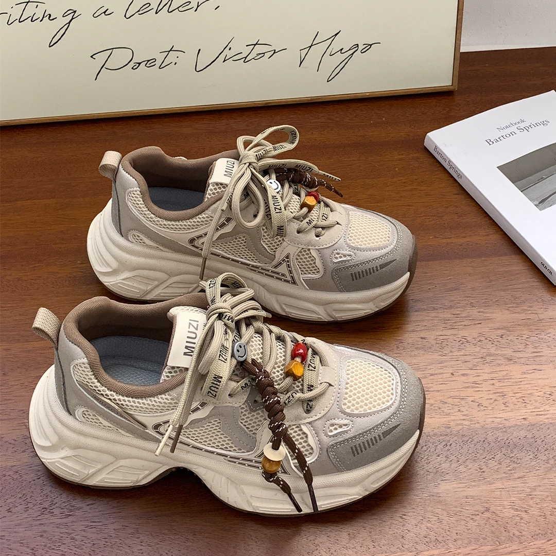 网面厚底增高新款老爹鞋2025秋季韩版增高透气百搭时尚运动休闲鞋