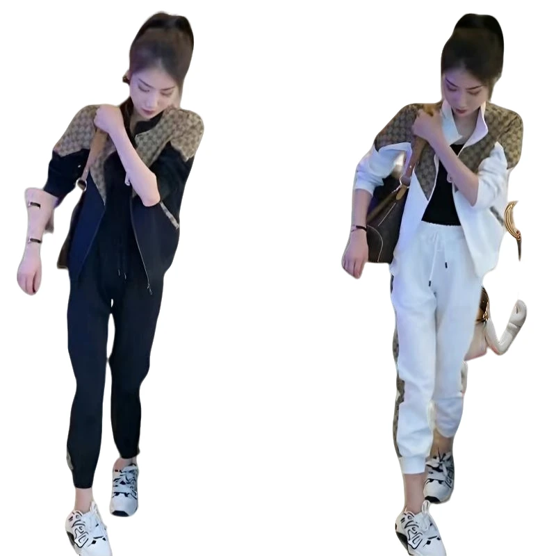 显瘦休闲时尚运动服套装女2024新款爆款洋气开衫束脚裤两件套气质