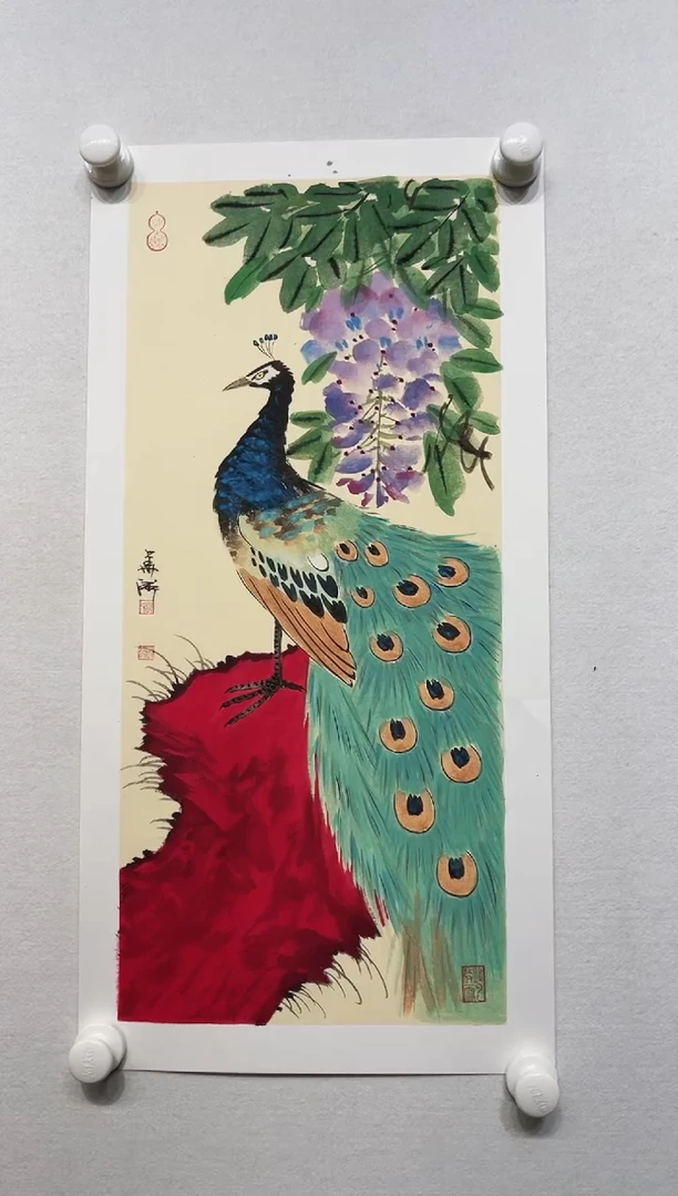 书法y郭华卫1.5平尺孔雀作品