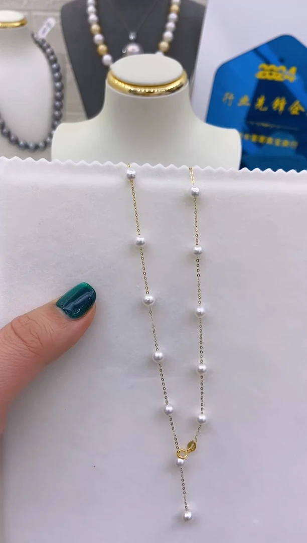 【闪购商品】淡水珍珠项链18K金镶嵌23 5-5.5mm