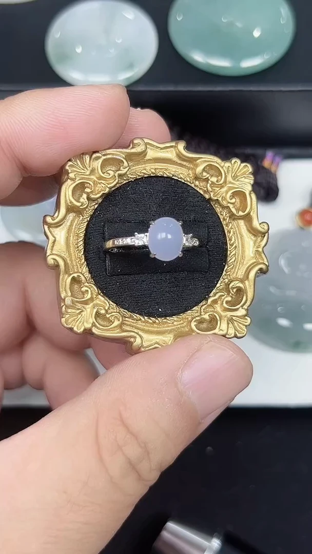 银S925镶嵌戒指翡翠天然缅甸A货翡翠