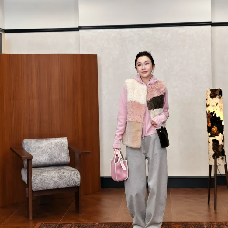 PENNYPENG糖分超标早春气质洋气保暖宽松ins风名媛风皮毛一体马甲