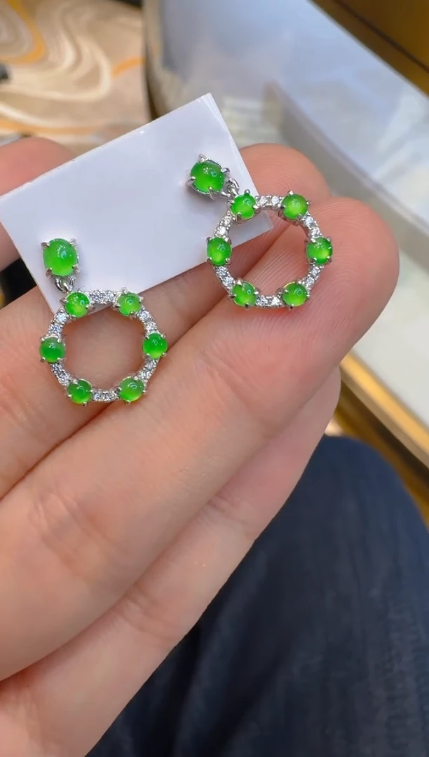 银S925镶嵌翡翠耳饰多样性团购发一件