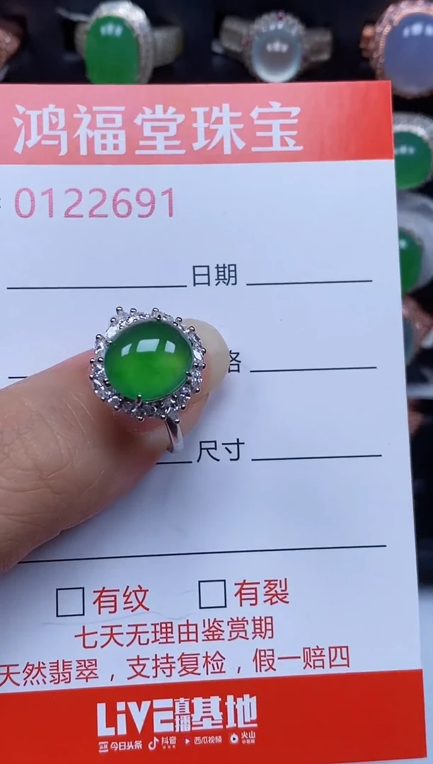 银S925镶嵌戒指翡翠2691