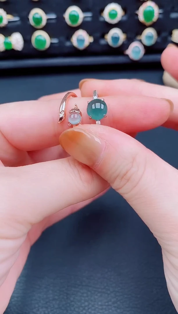 【闪购商品】翡翠戒指银S925镶嵌天然a货翡翠21