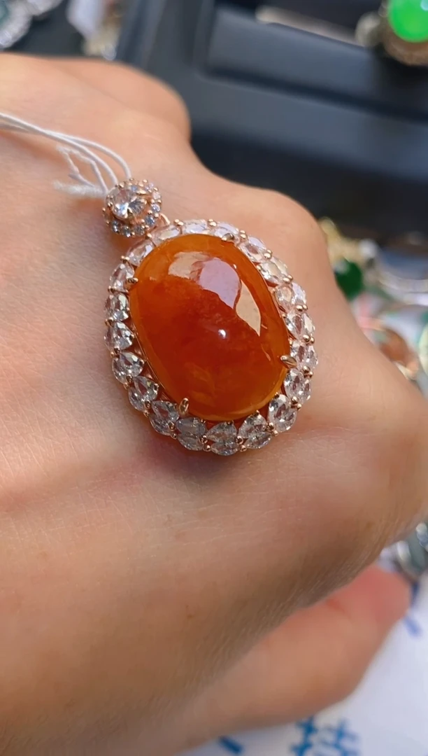 【闪购商品】翡翠耳饰银S925镶嵌天然A货翡翠1