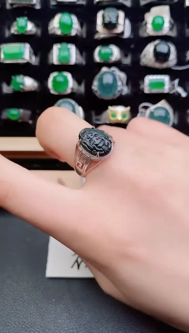 翡翠戒指银S925镶嵌212121