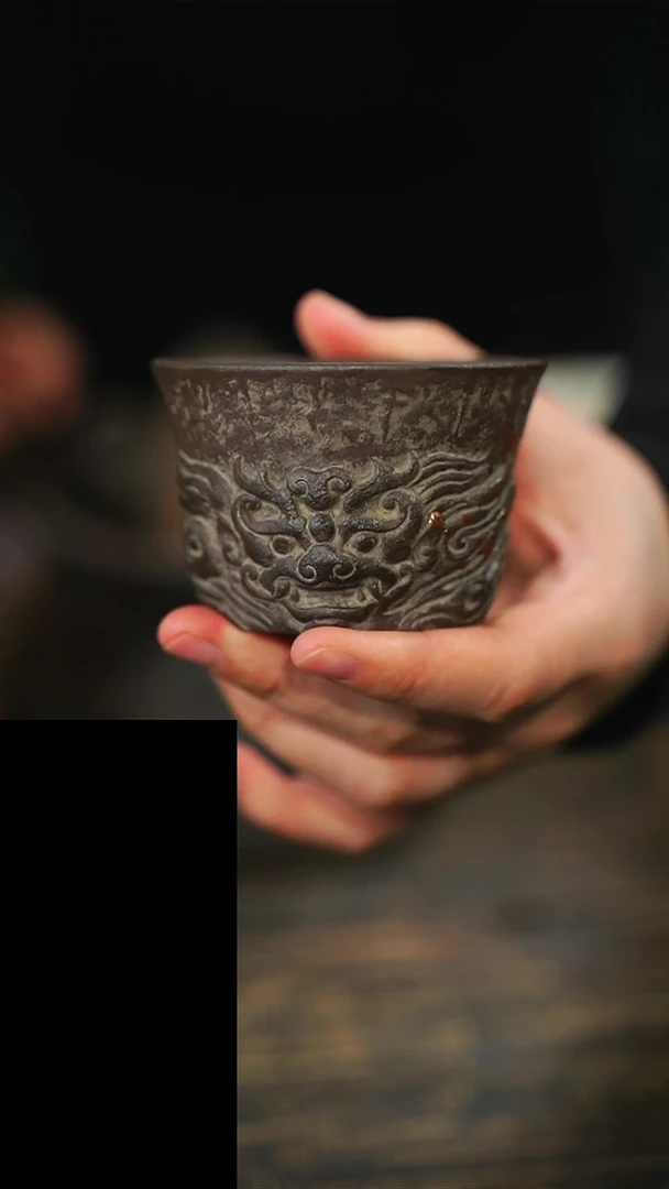 全手工制作 紫砂龙头杯