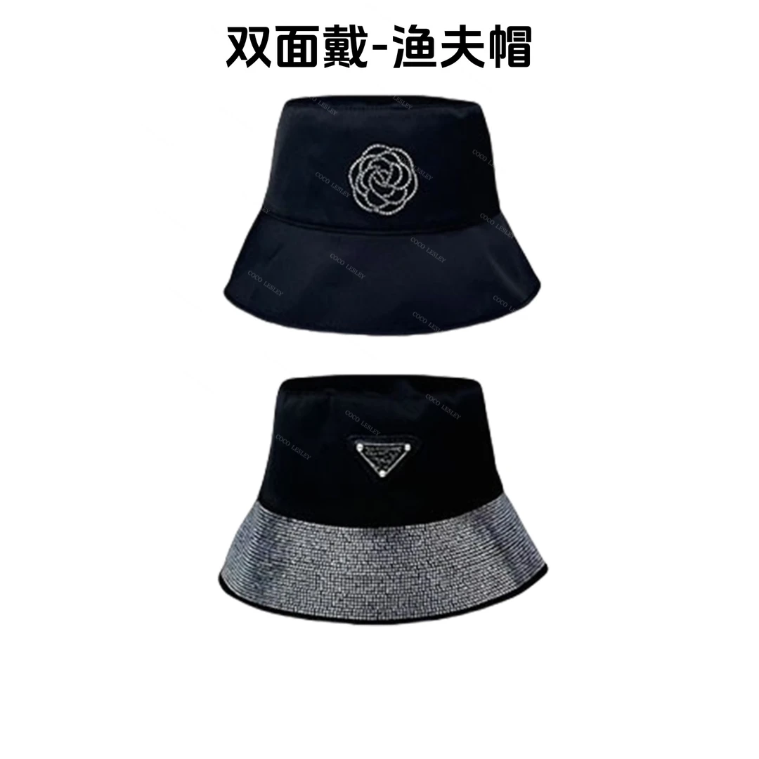 2025年新款小香风山茶花烫钻双面戴渔夫帽 JJ