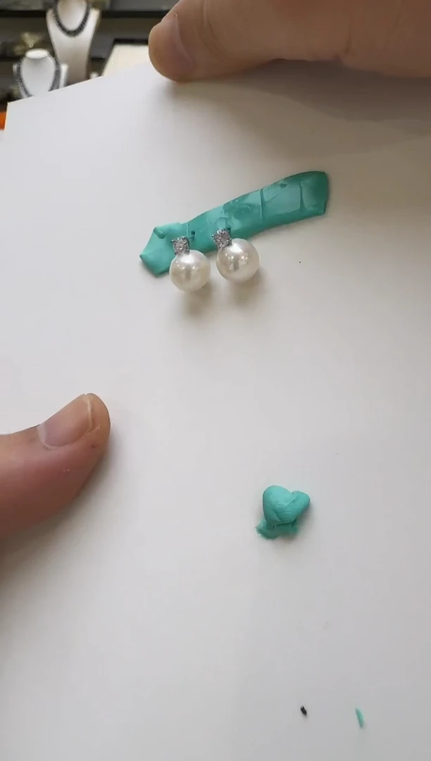 银S925镶嵌淡水珍珠耳钉10mm 无核-王妃