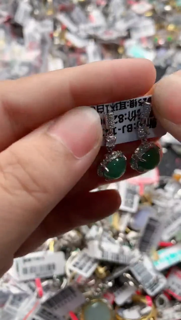 银S925镶嵌戒指翡翠555     10