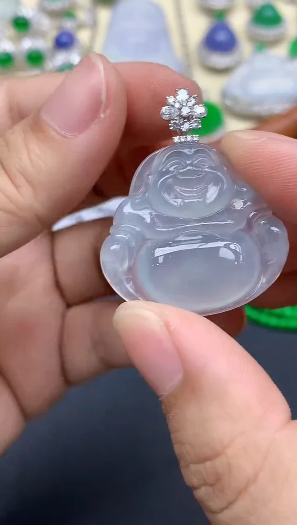 颈饰18K金镶嵌翡翠389-中国好珍宝