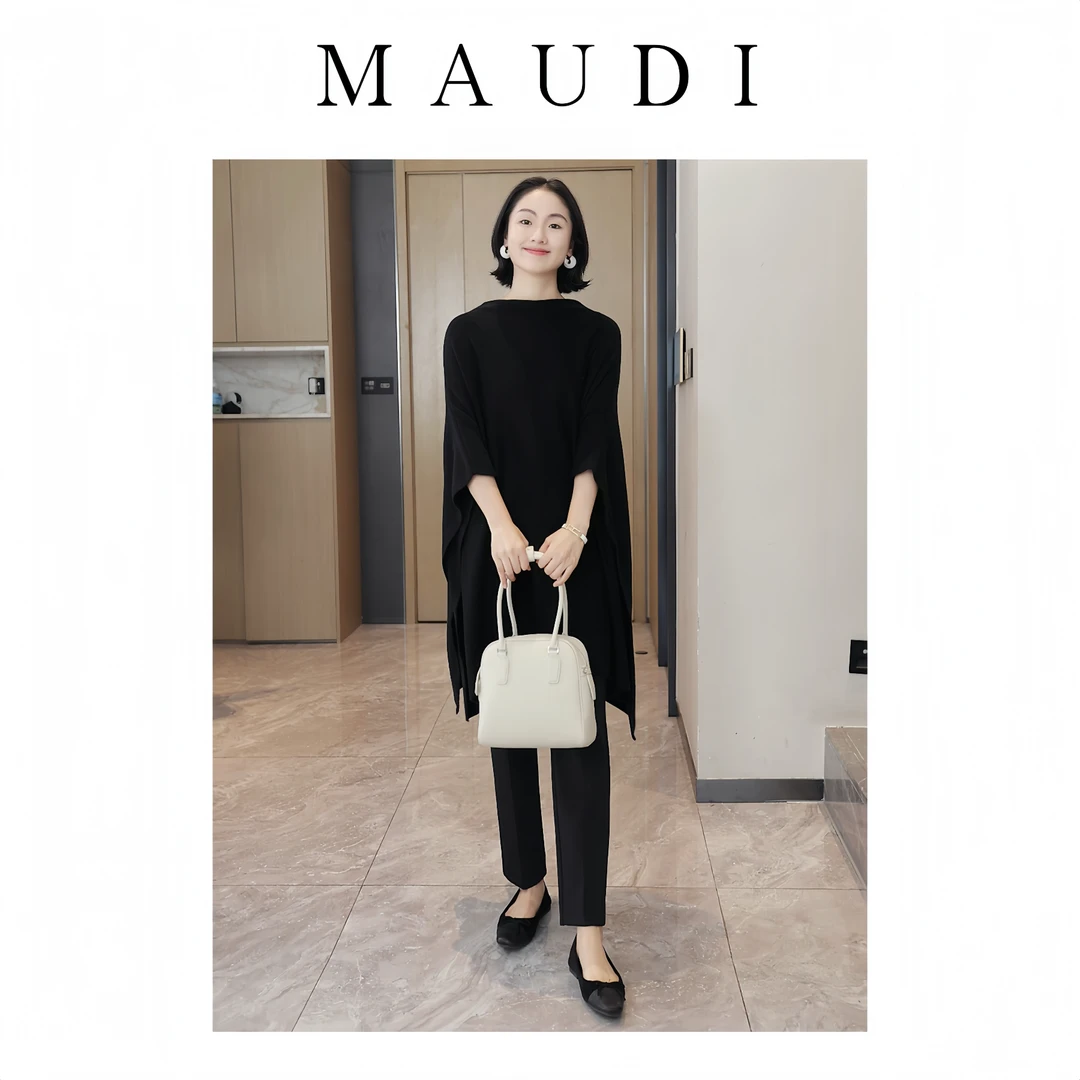 MAUDI赫本小姐慵懒高级感松弛遮肉显瘦斗篷女羊毛针织上衣8191