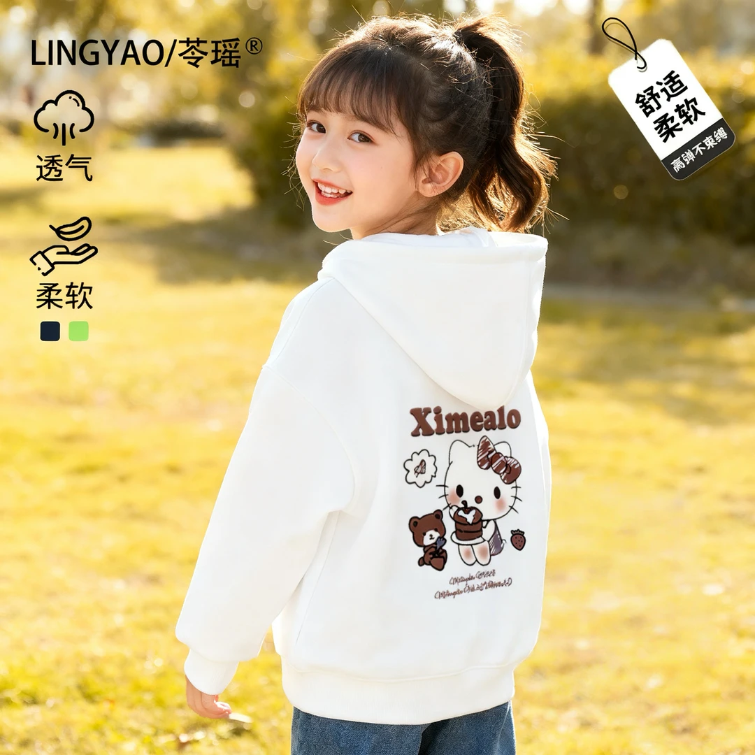 儿童加绒加厚卫衣2025秋冬新款连帽外套男女童宝宝卡通保暖上衣