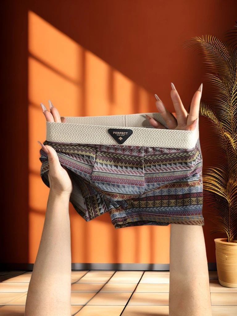 民族风男士内裤纯棉抗菌四角裤七夕情人节礼物男平角裤男生短裤衩