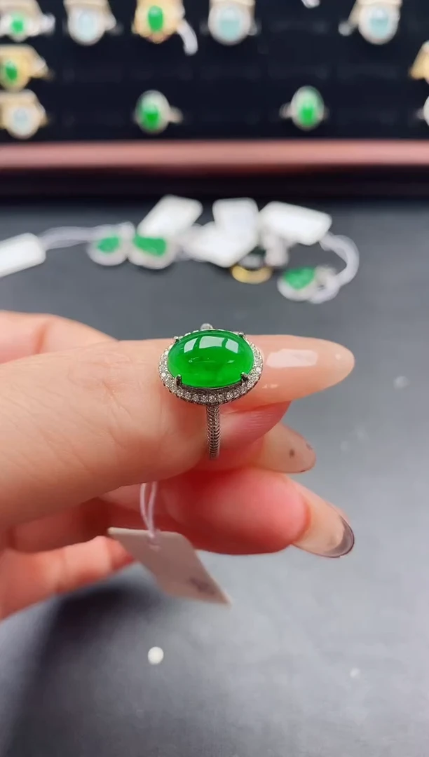 银S925镶嵌戒指翡翠1