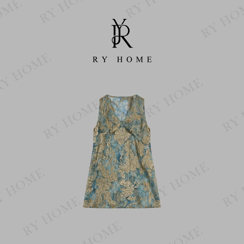 【容雨RYHOME】欧若风缎面人丝花纹马甲裙251MJ1500