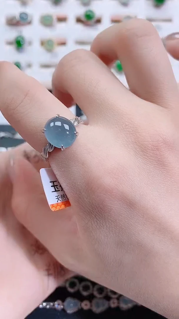 银S925镶嵌戒指翡翠天然翡翠