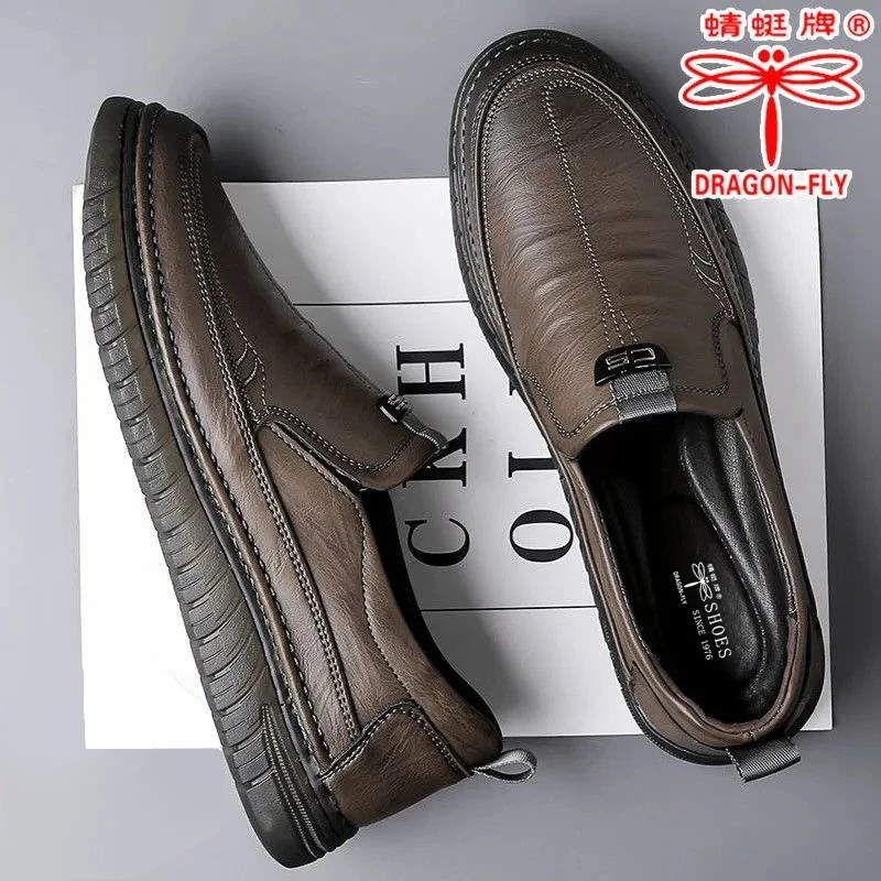 蜻蜓牌秋季新款轻便一脚蹬男士柔软舒适透气驾车鞋百搭男鞋