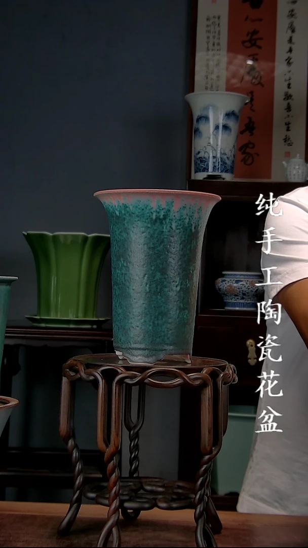 空**也景德镇陶瓷手工花盆