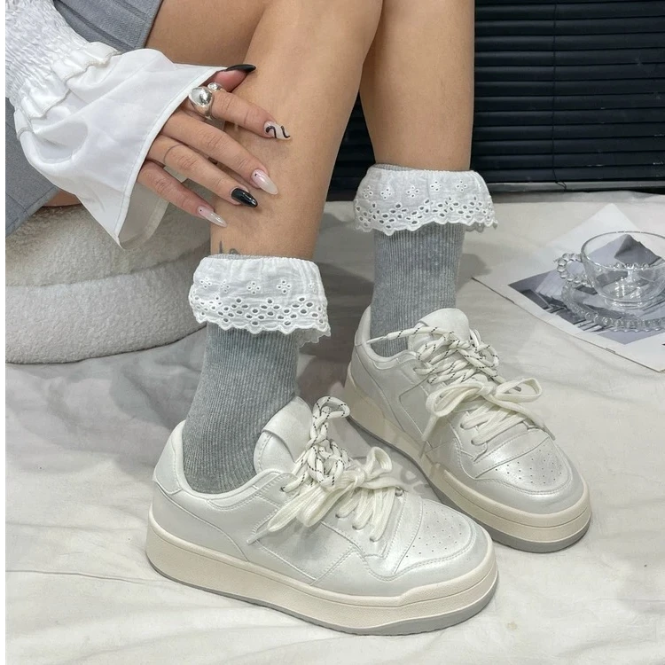 冰岛苔原～运动休闲鞋女2025夏季新款小白鞋厚底板鞋女款8025