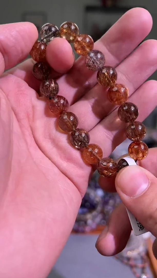 【闪购商品】发晶手串未镶嵌11+mm黑金超手串