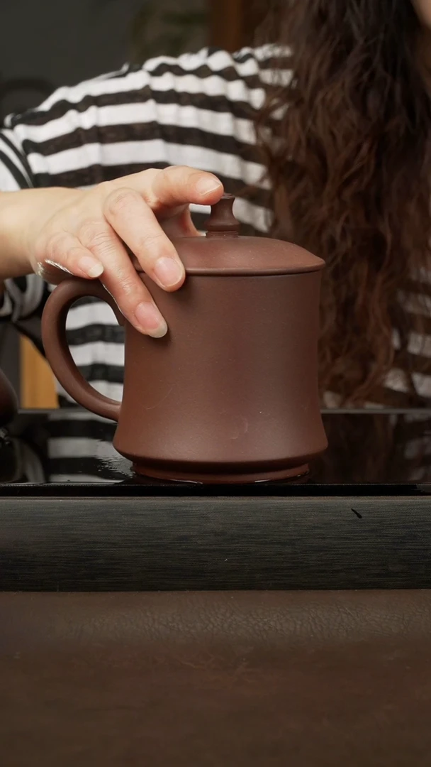 茶壶紫砂21，盖杯，底槽清， 400cc