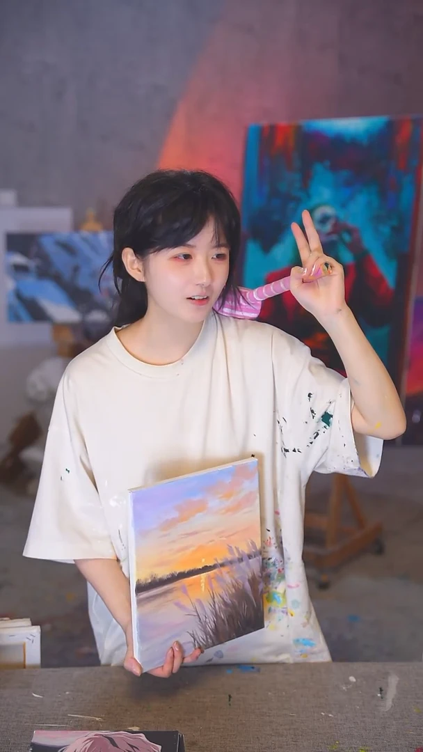 油画腩*小尺寸芦苇丙烯画纯手绘