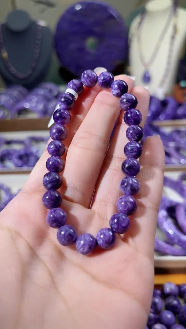 未镶嵌查罗石（紫龙晶）珠串8【高品】